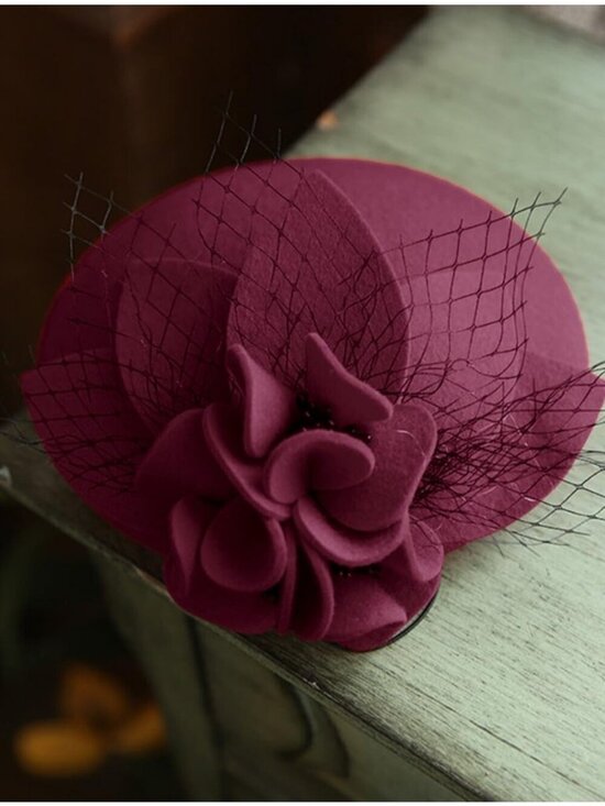 Women\'s Vintage 100% Wool Felt Cloche Bucket Bowler Hat Winter Vintage Bow Wine main image 5
